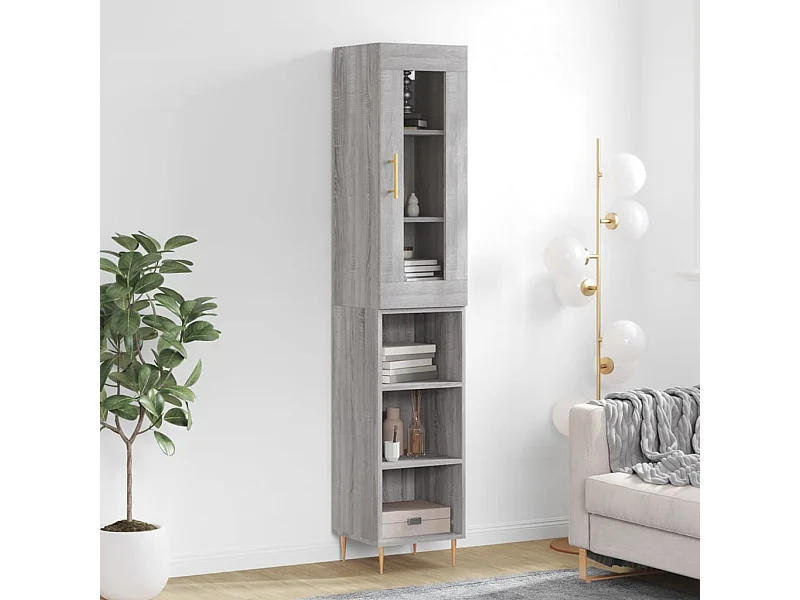 Buffet | Bahut | Meuble de rangement haut Sonoma gris 34,5x34x180 cm Bois d'ingénierie