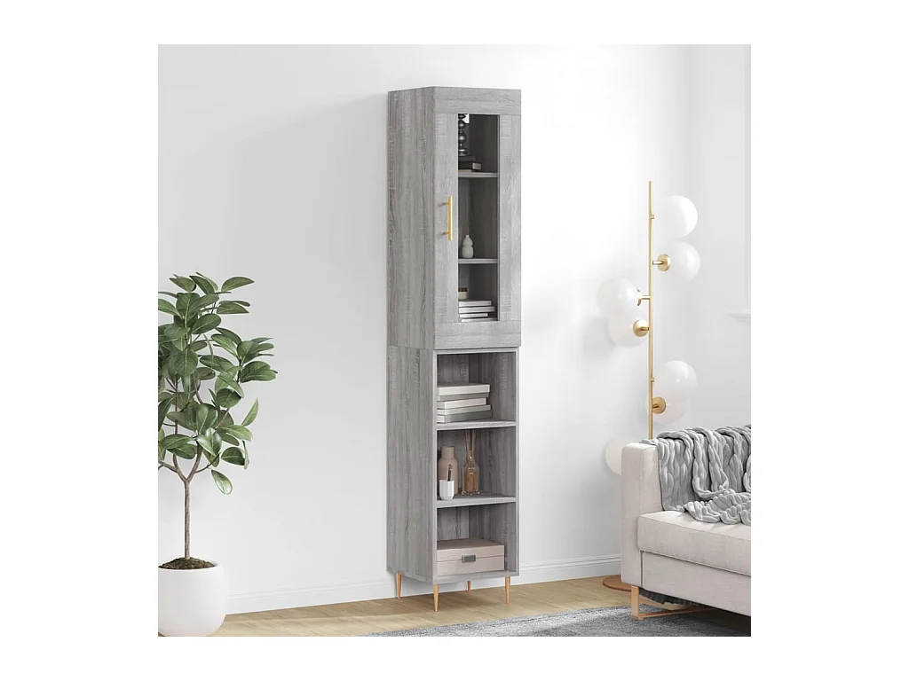 Buffet | Bahut | Meuble de rangement haut Sonoma gris 34,5x34x180 cm Bois d'ingénierie