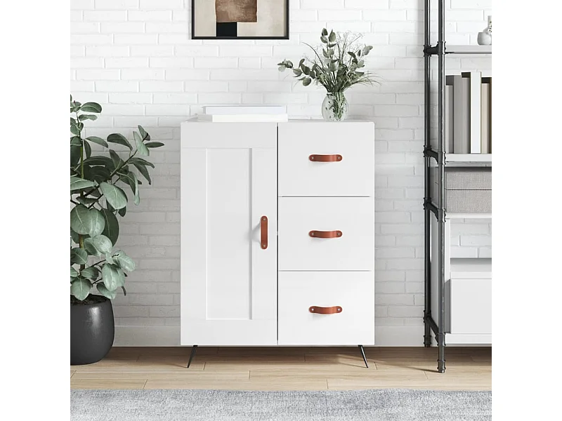 Buffet | Bahut | Meuble de rangement Blanc brillant 69,5x34x90 cm Bois d'ingénierie