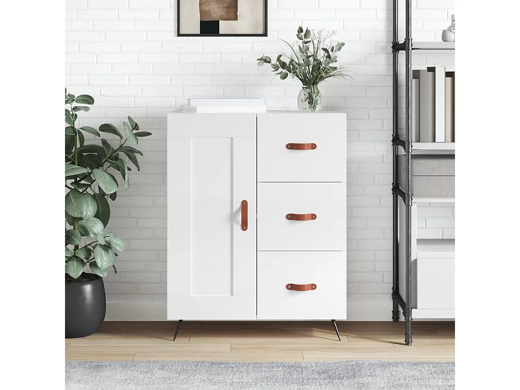 Buffet | Bahut | Meuble de rangement Blanc brillant 69,5x34x90 cm Bois d'ingénierie