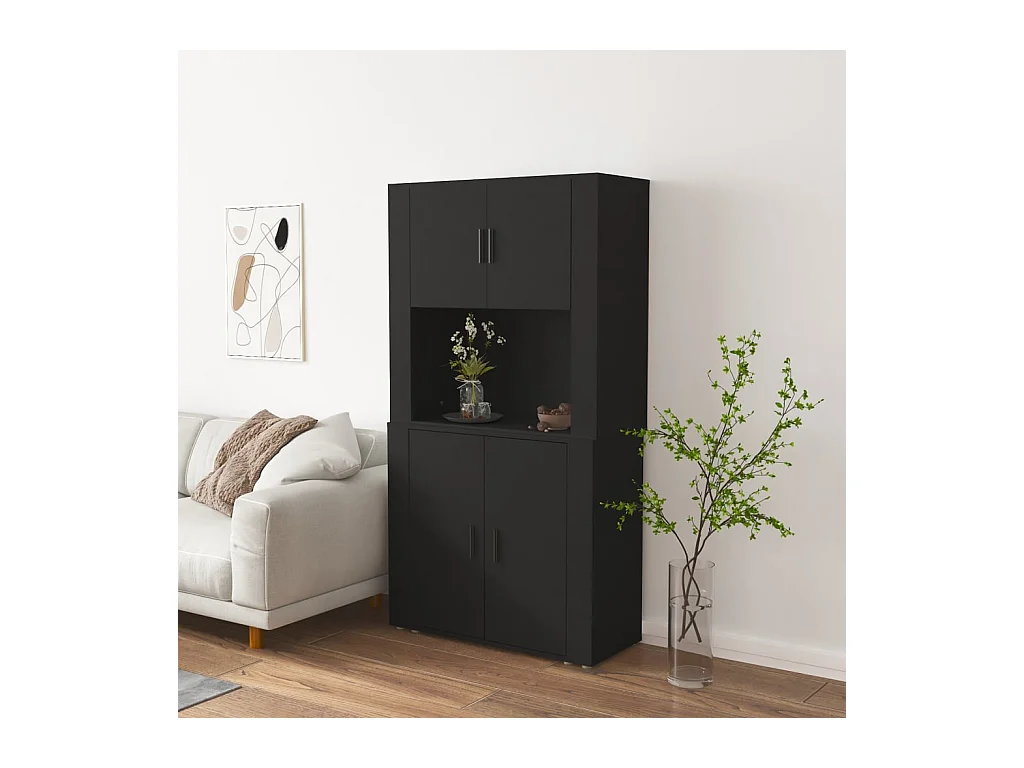 Buffet | Bahut | Meuble de rangement haut Noir Bois d'ingénierie