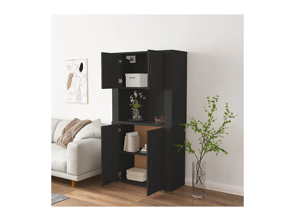 Buffet | Bahut | Meuble de rangement haut Noir Bois d'ingénierie