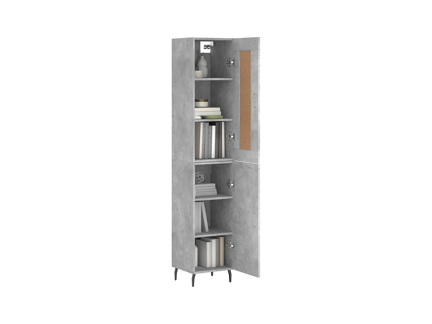 Buffet | Bahut | Meuble de rangement haut Gris béton 34,5x34x180 cm Bois d'ingénierie
