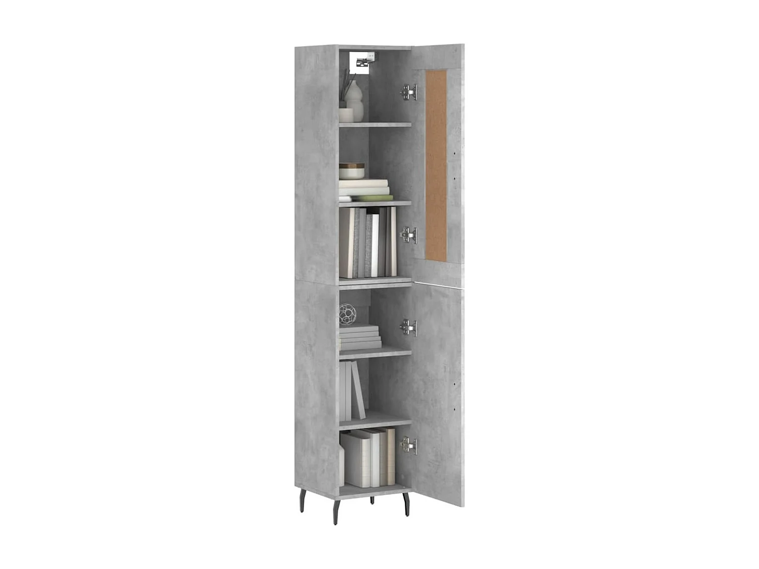 Buffet | Bahut | Meuble de rangement haut Gris béton 34,5x34x180 cm Bois d'ingénierie