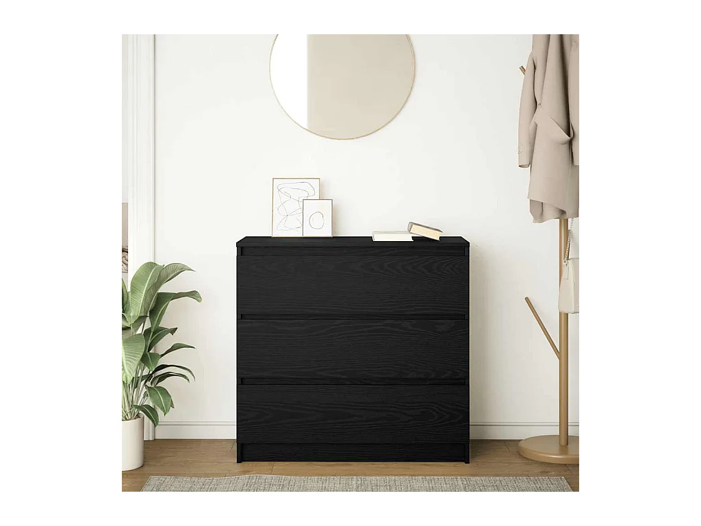 Buffet | Commode à tiroir | Meuble de rangement chêne noir 80x35x76 cm bois d'ingénierie