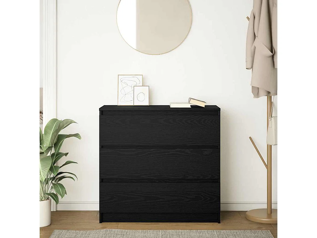 Buffet | Commode à tiroir | Meuble de rangement chêne noir 80x35x76 cm bois d'ingénierie