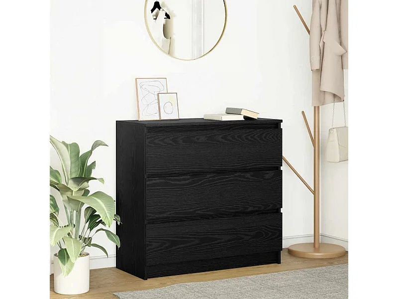 Buffet | Commode à tiroir | Meuble de rangement chêne noir 80x35x76 cm bois d'ingénierie