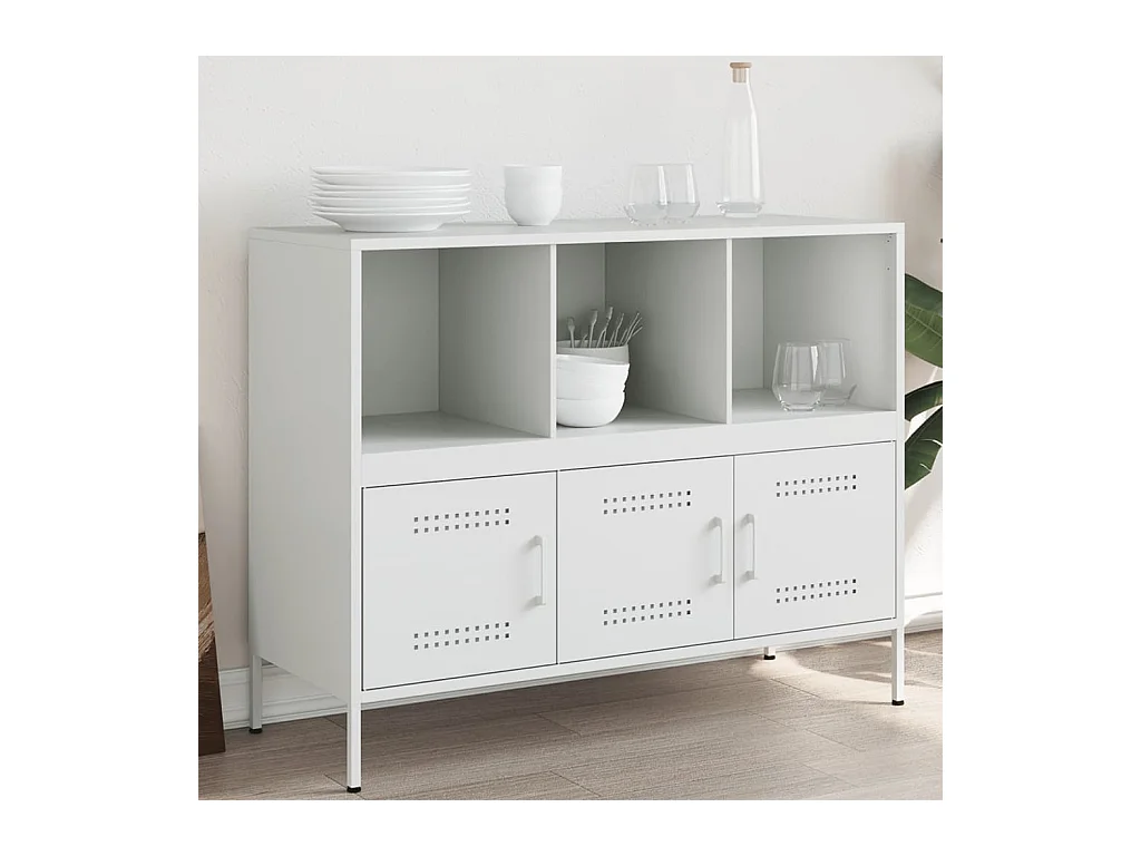 Buffet | Bahut | Meuble de rangement blanc 100,5x39x79 cm acier