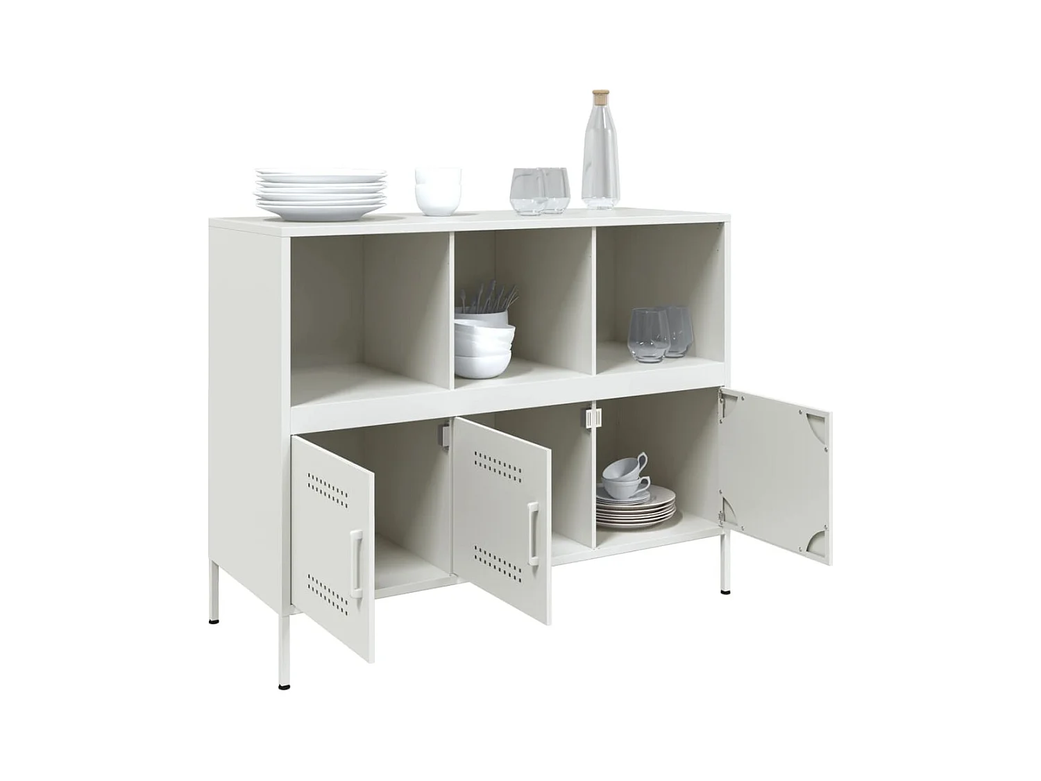 Buffet | Bahut | Meuble de rangement blanc 100,5x39x79 cm acier