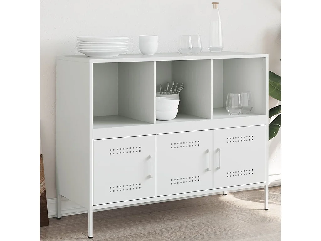 Credenza | Buffet | Armadio Bianca 100,5x39x79 cm in Acciaio