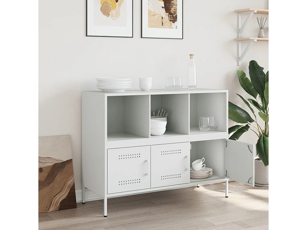 Credenza | Buffet | Armadio Bianca 100,5x39x79 cm in Acciaio