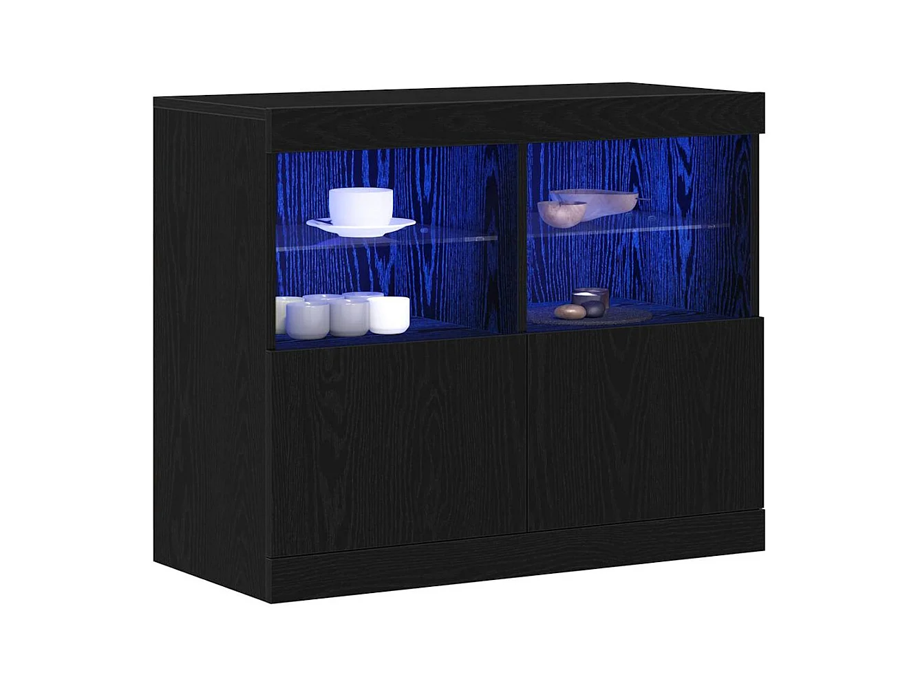 Buffet | Bahut | Meuble de rangement avec lumières LED Chêne noir 81x37x67 cm