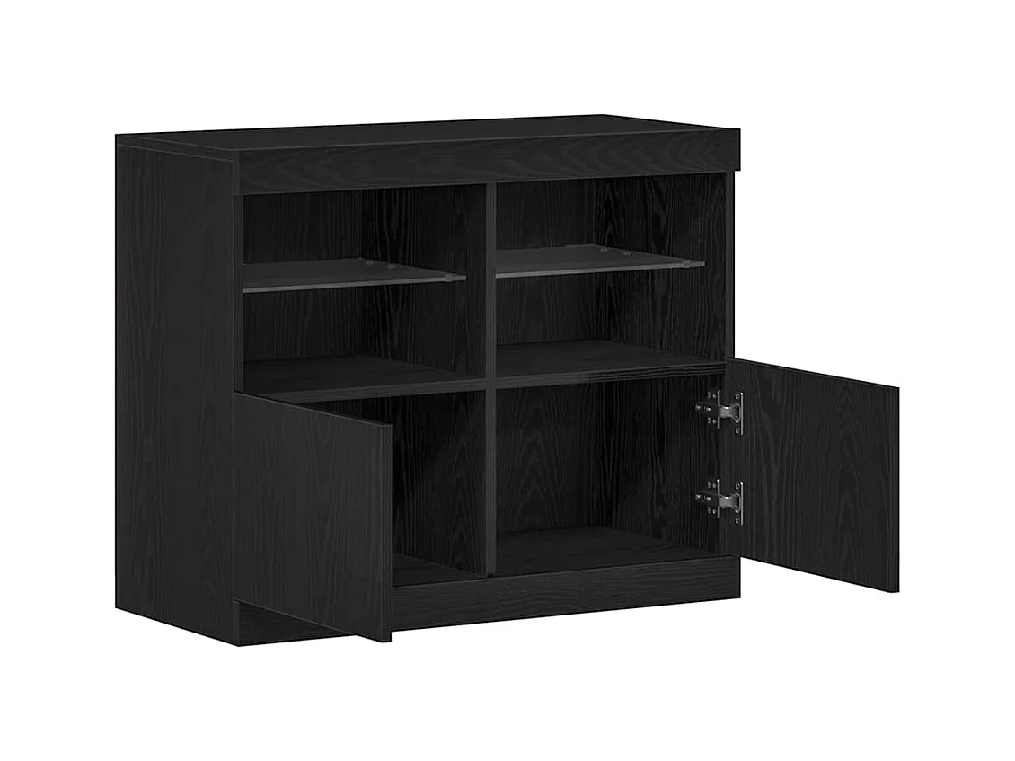Buffet | Bahut | Meuble de rangement avec lumières LED Chêne noir 81x37x67 cm