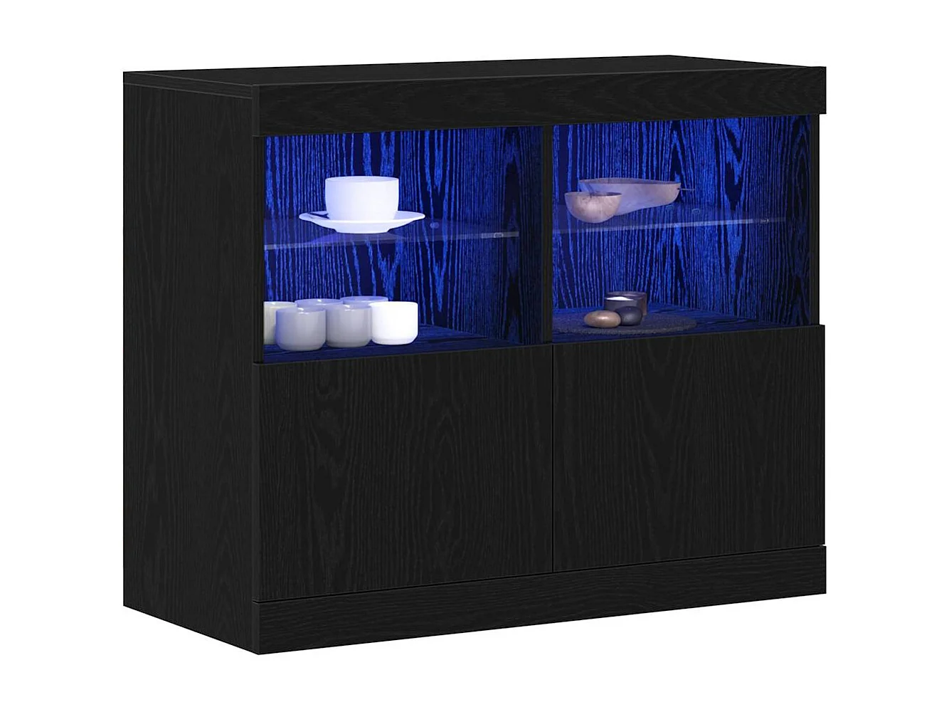 Buffet | Bahut | Meuble de rangement avec lumières LED Chêne noir 81x37x67 cm