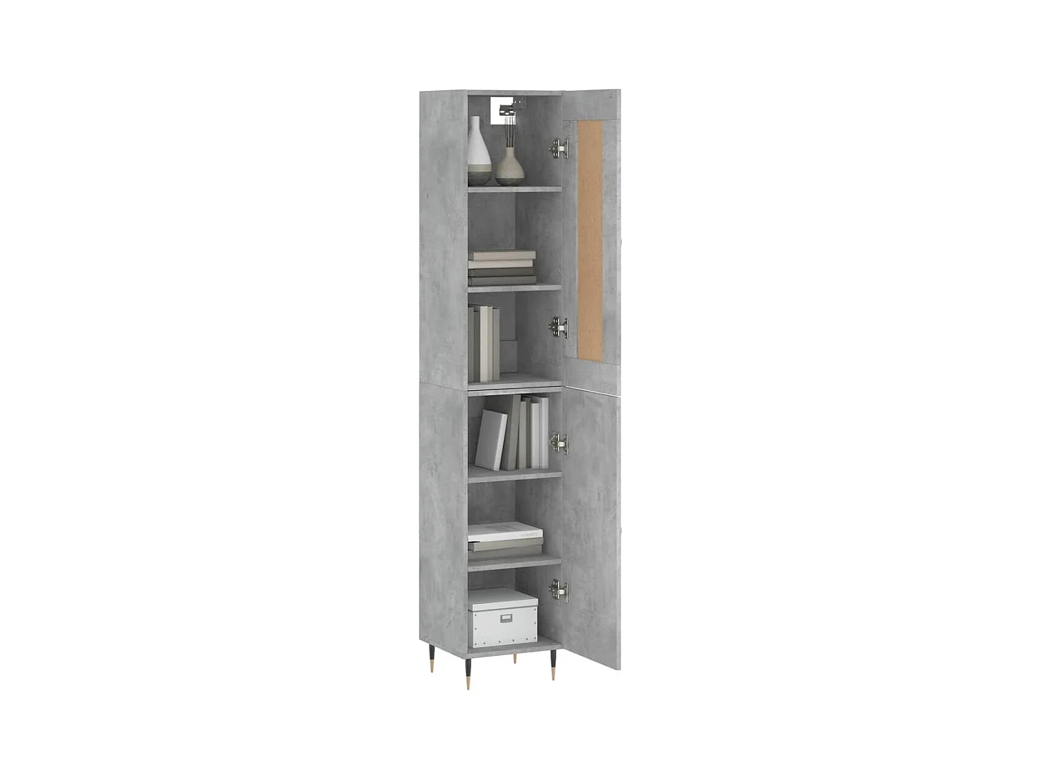 Credenza | Buffet | Armadio Grigio Cemento 34,5x34x180 cm in Legno Multistrato