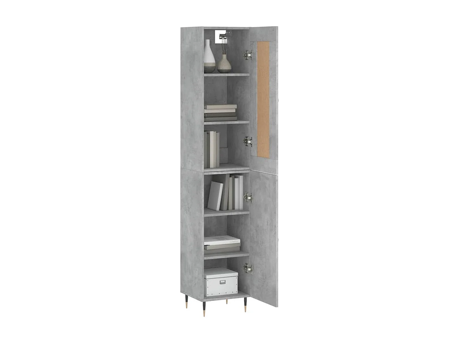 Credenza | Buffet | Armadio Grigio Cemento 34,5x34x180 cm in Legno Multistrato