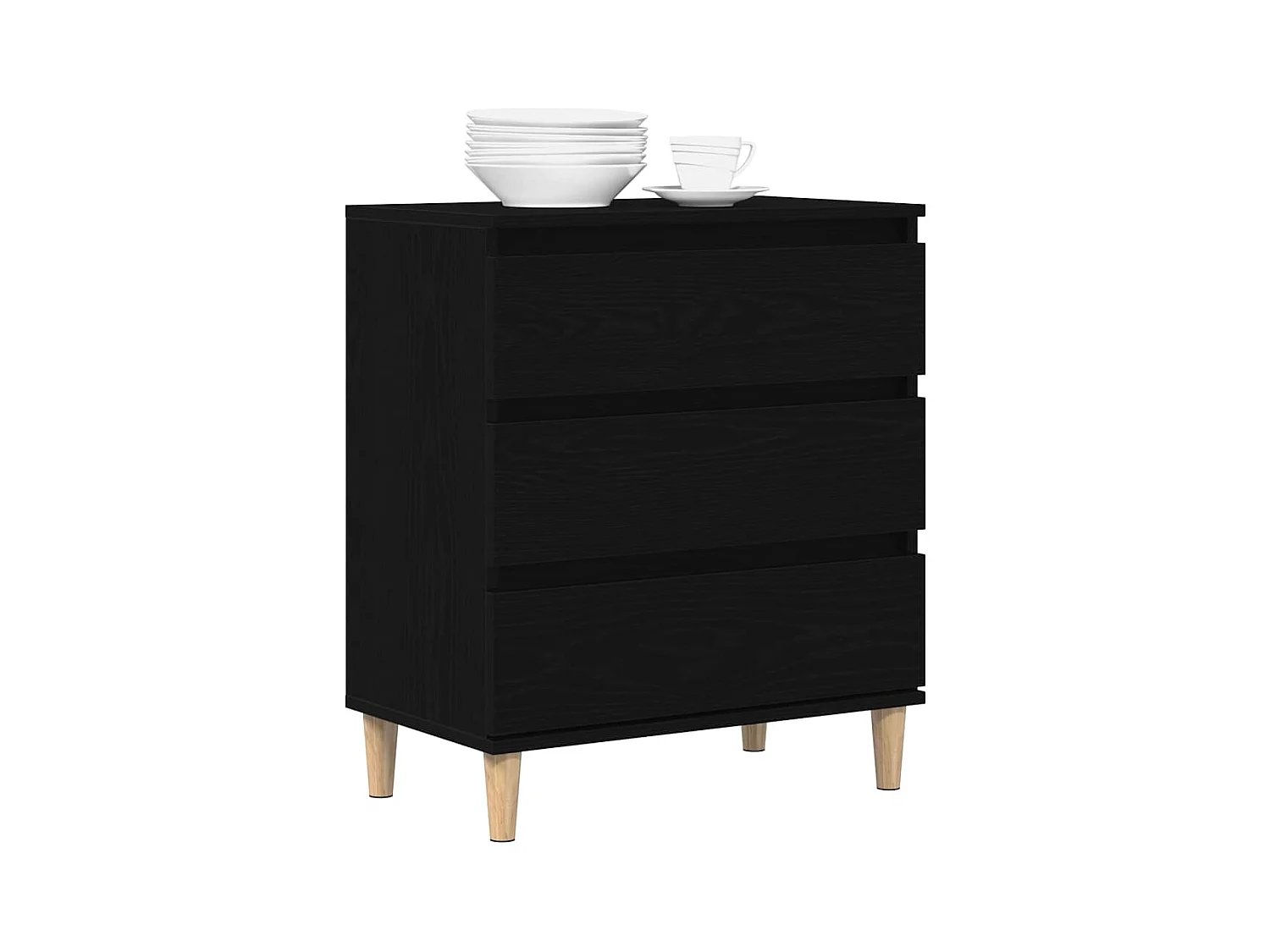 Buffet | Commode à tiroir | Meuble de rangement Noir Chêne 60x35x70 cm Bois d'ingénierie