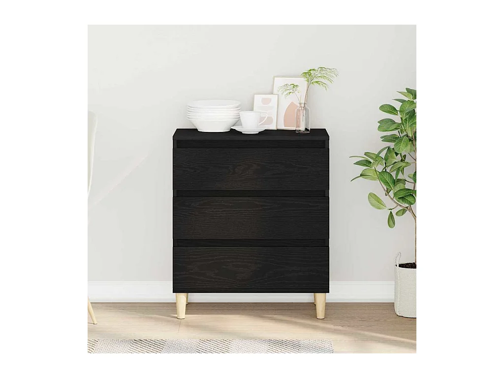 Buffet | Commode à tiroir | Meuble de rangement Noir Chêne 60x35x70 cm Bois d'ingénierie