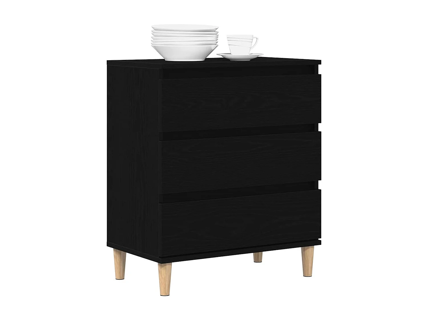Buffet | Commode à tiroir | Meuble de rangement Noir Chêne 60x35x70 cm Bois d'ingénierie