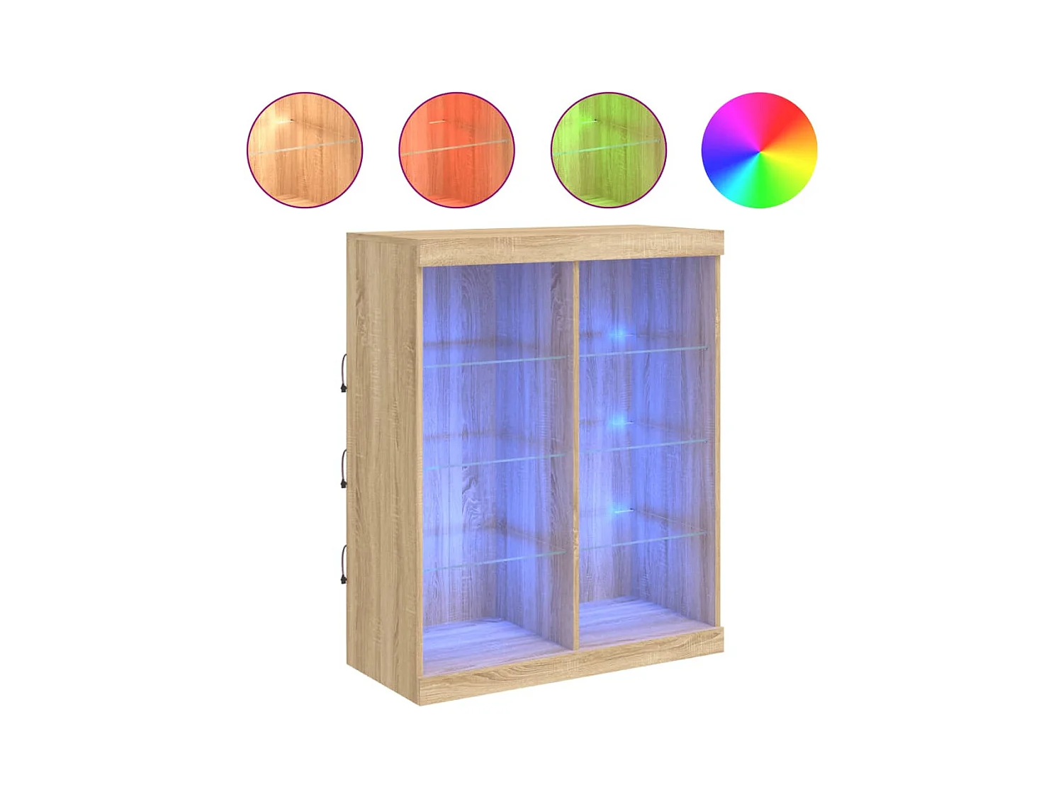 Buffet | Bahut | Meuble de rangement avec lumières LED chêne sonoma 81x37x100 cm