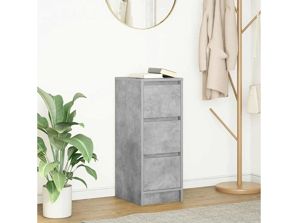 Buffet | Commode à tiroir | Meuble de rangement gris béton 29,5x34x76 cm bois d'ingénierie