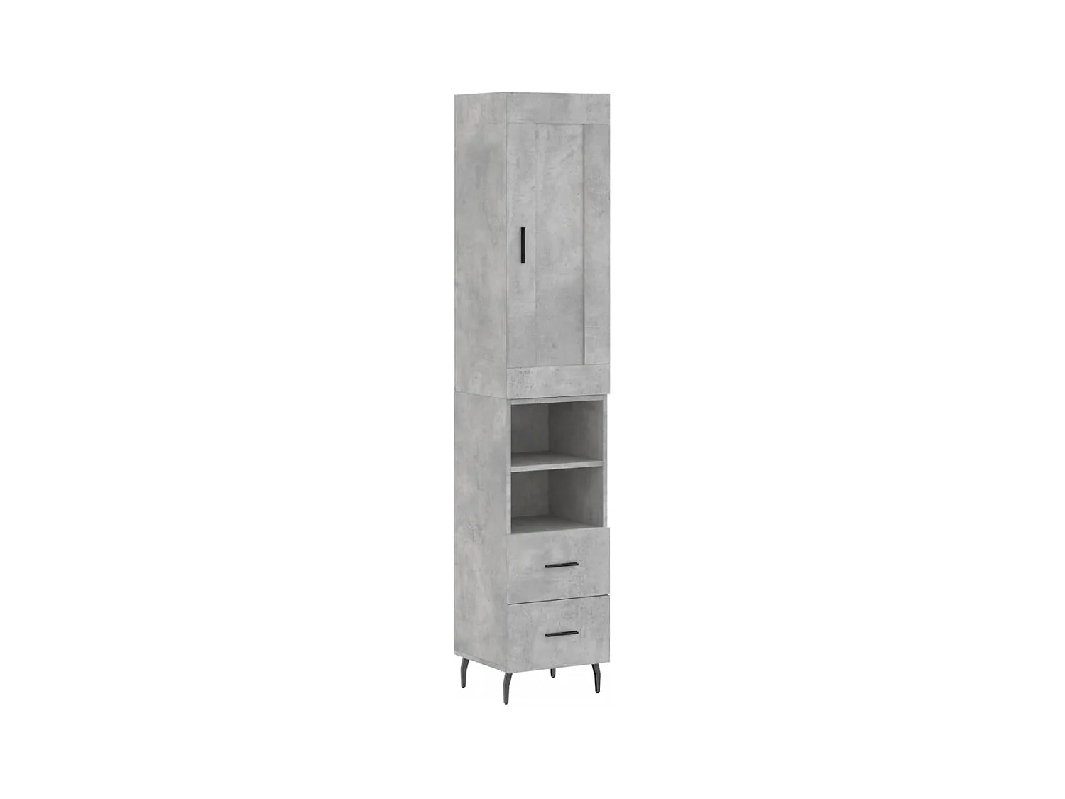 Credenza | Buffet | Armadio Grigio Cemento 34,5x34x180 cm in Legno Multistrato