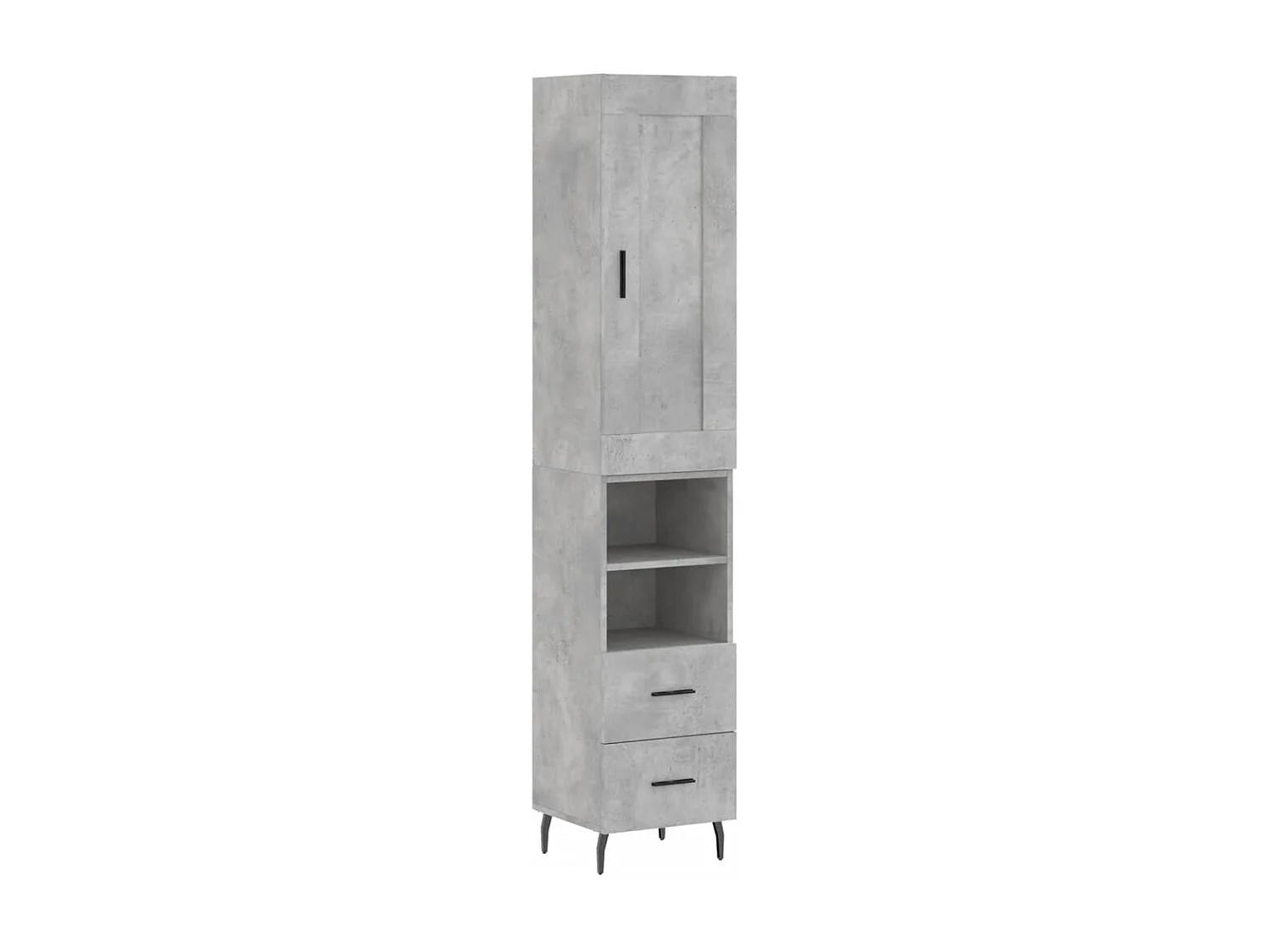 Buffet | Bahut | Meuble de rangement haut Gris béton 34,5x34x180 cm Bois d'ingénierie