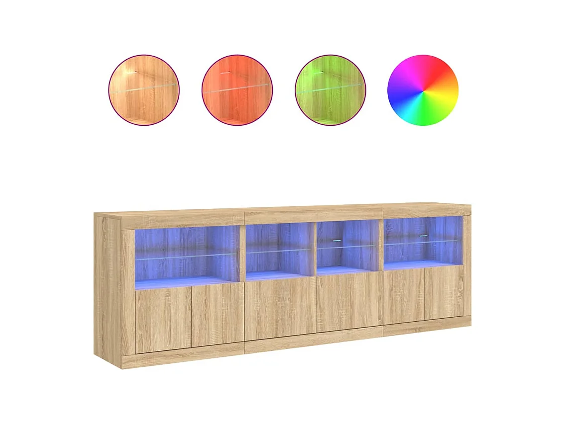 Credenza | Buffet | Armadio con Luci LED Rovere Sonoma 202x37x67 cm
