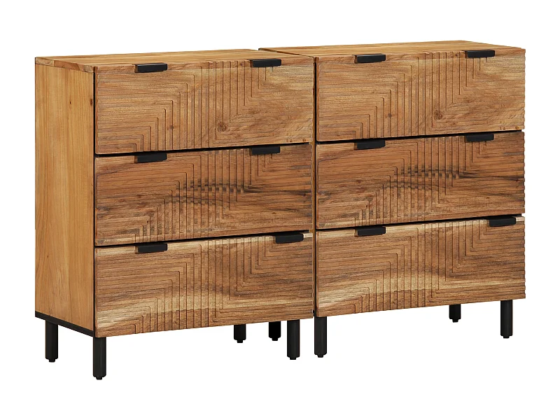 Credenze | Sideboards | Armadi 2 pcs Marrone 60x33x75 cm Legno Massello di Acacia