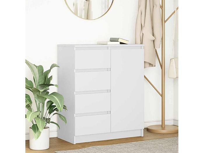 VidaXL Credenza Con Anta E 4 Cassetti - Rovere Marrone, 71x35x84 Cm, In Truciolato, Mobile Da Soggiorno O Home Office - 3