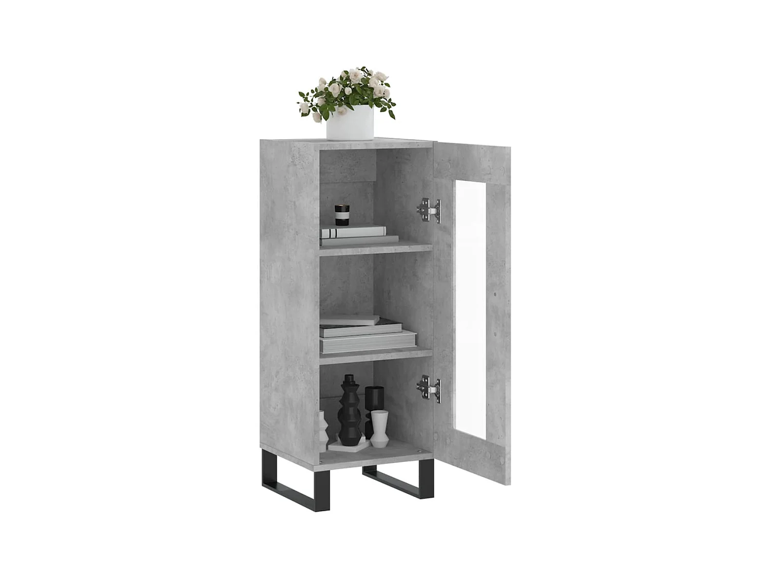 Buffet | Bahut | Meuble de rangement Gris béton 34,5x34x90 cm Bois d'ingénierie