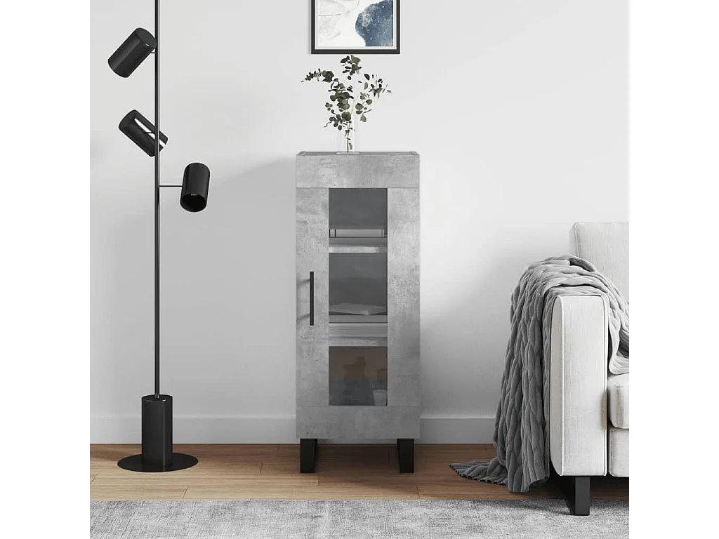 Buffet | Bahut | Meuble de rangement Gris béton 34,5x34x90 cm Bois d'ingénierie