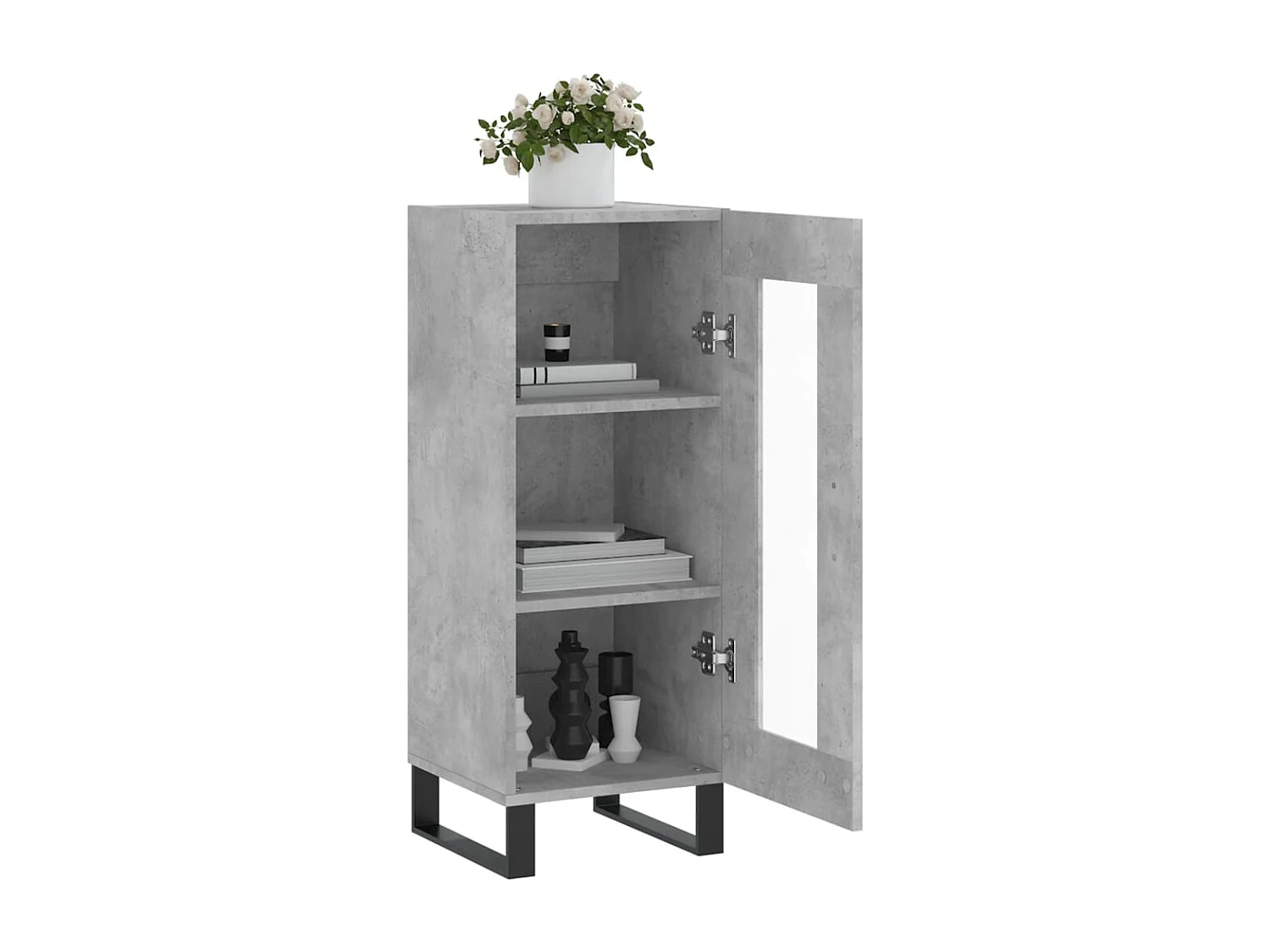 Buffet | Bahut | Meuble de rangement Gris béton 34,5x34x90 cm Bois d'ingénierie