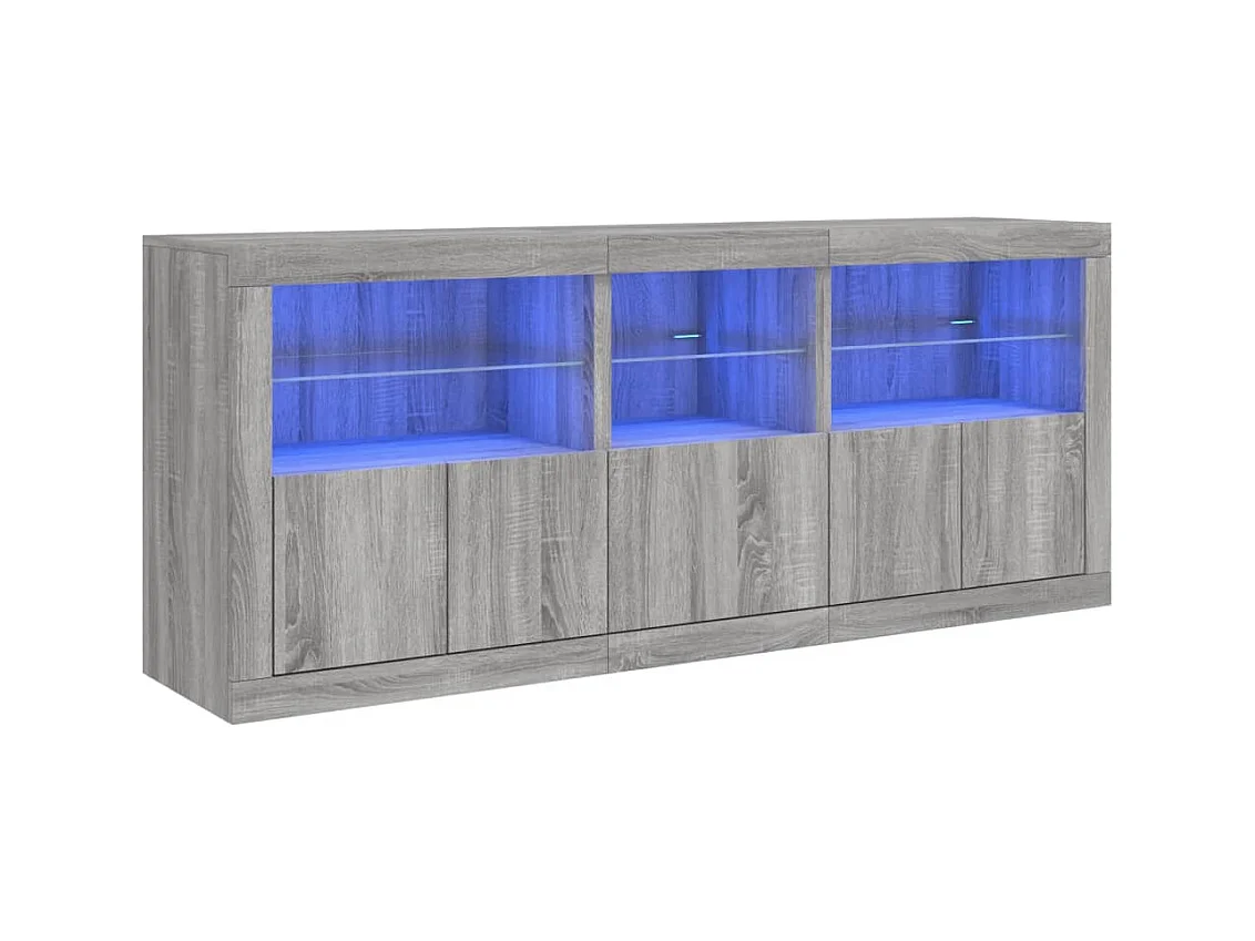 Buffet | Bahut | Meuble de rangement avec lumières LED sonoma gris 162x37x67 cm