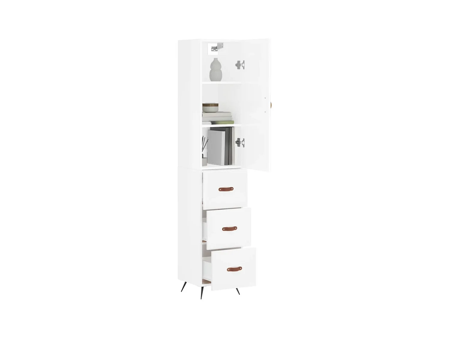 Buffet | Bahut | Meuble de rangement haut Blanc brillant 34,5x34x180 cm Bois d'ingénierie