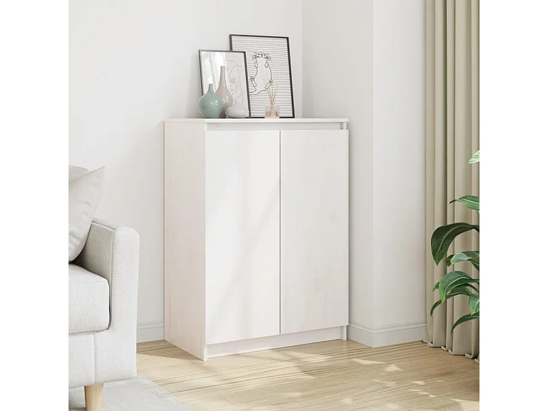 Buffet | Bahut | Meuble de rangement Blanc 60x36x84 cm Bois de pin massif