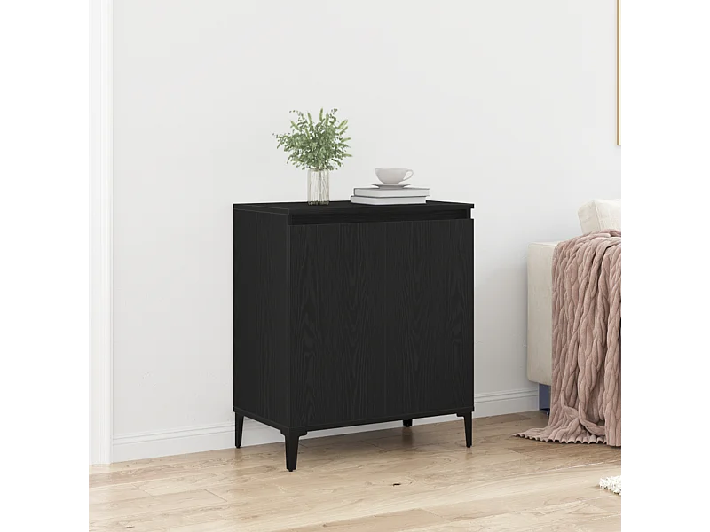 Buffet | Bahut | Meuble de rangement Noir Chêne 60x35x70 cm en bois reconstitué