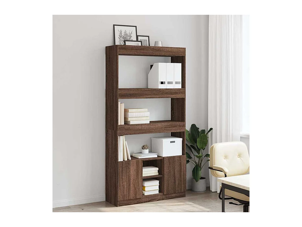 Credenza | Buffet | Armadio Rovere Marrone 92x33x180 cm in Legno Multistrato