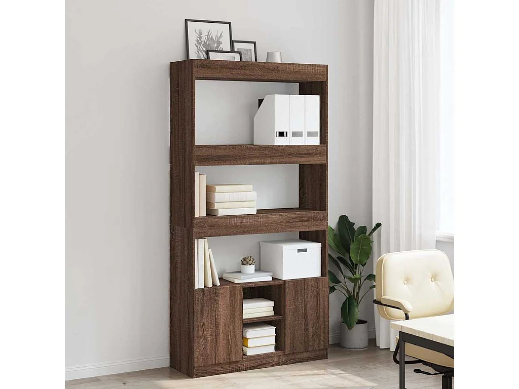 Buffet | Bahut | Meuble de rangement haut chêne marron 92x33x180 cm bois d'ingénierie