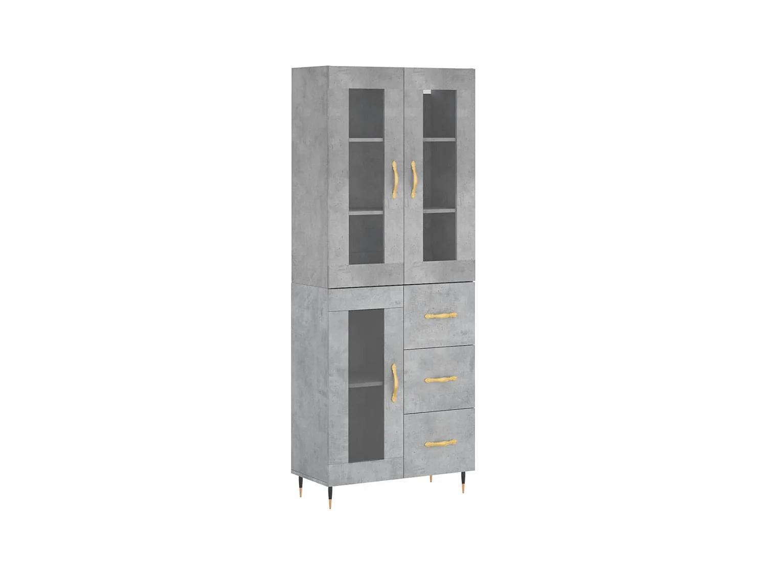 Buffet | Bahut | Meuble de rangement haut Gris béton 69,5x34x180 cm Bois d'ingénierie
