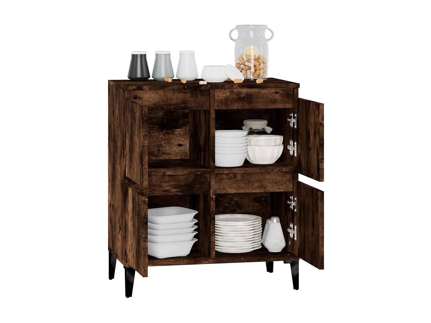 Credenza | Buffet | Armadio Rovere Fumo 60x35x70 cm in Legno Multistrato