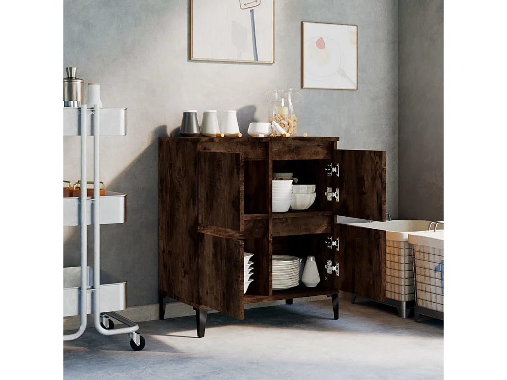 Buffet | Bahut | Meuble de rangement Chêne fumé 60x35x70 cm Bois d'ingénierie