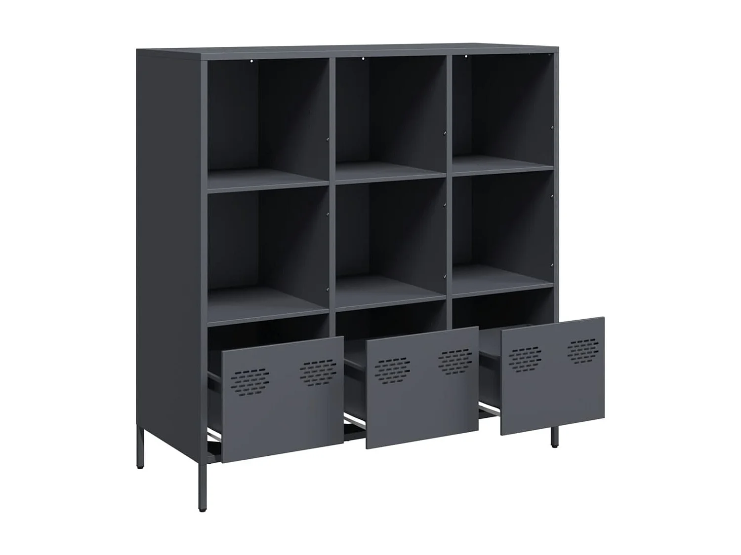 Buffet | Commode à tiroir | Meuble de rangement haut anthracite 101,5x39x103,5 cm acier