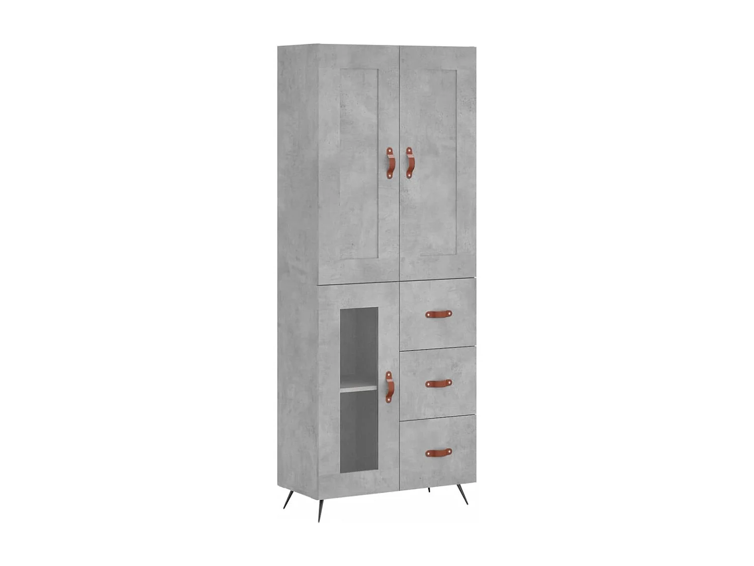 Buffet | Bahut | Meuble de rangement haut Gris béton 69,5x34x180 cm Bois d'ingénierie