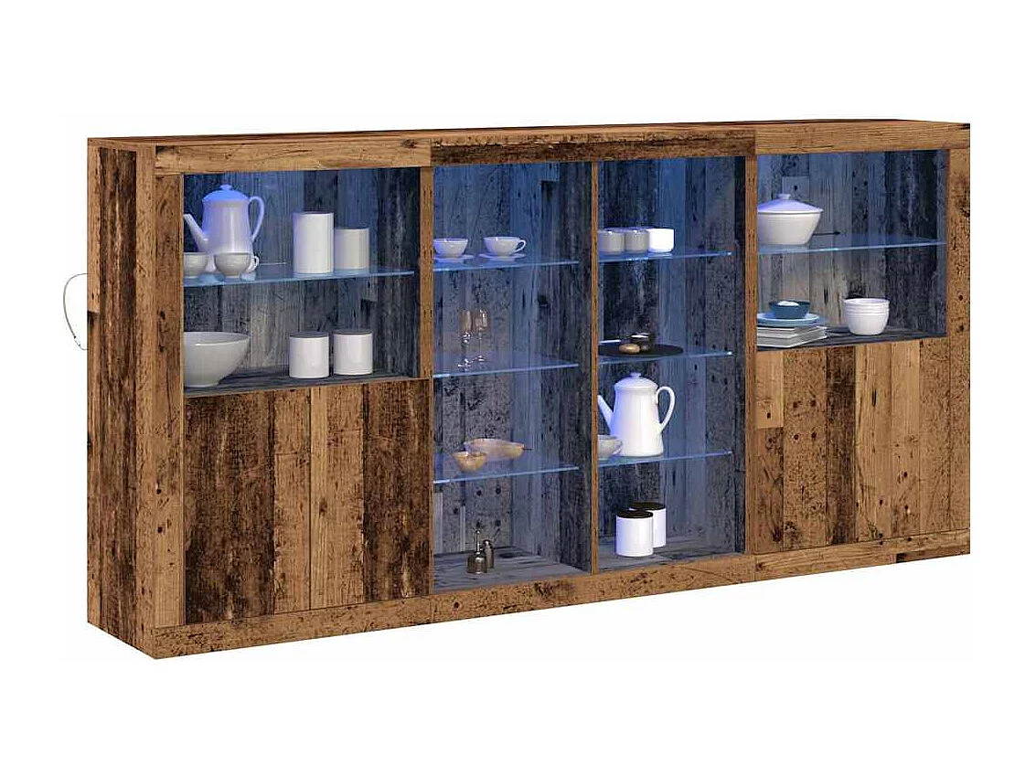 Credenza | Buffet | Armadio con luci LED Legno Vecchio 202x37x100 cm