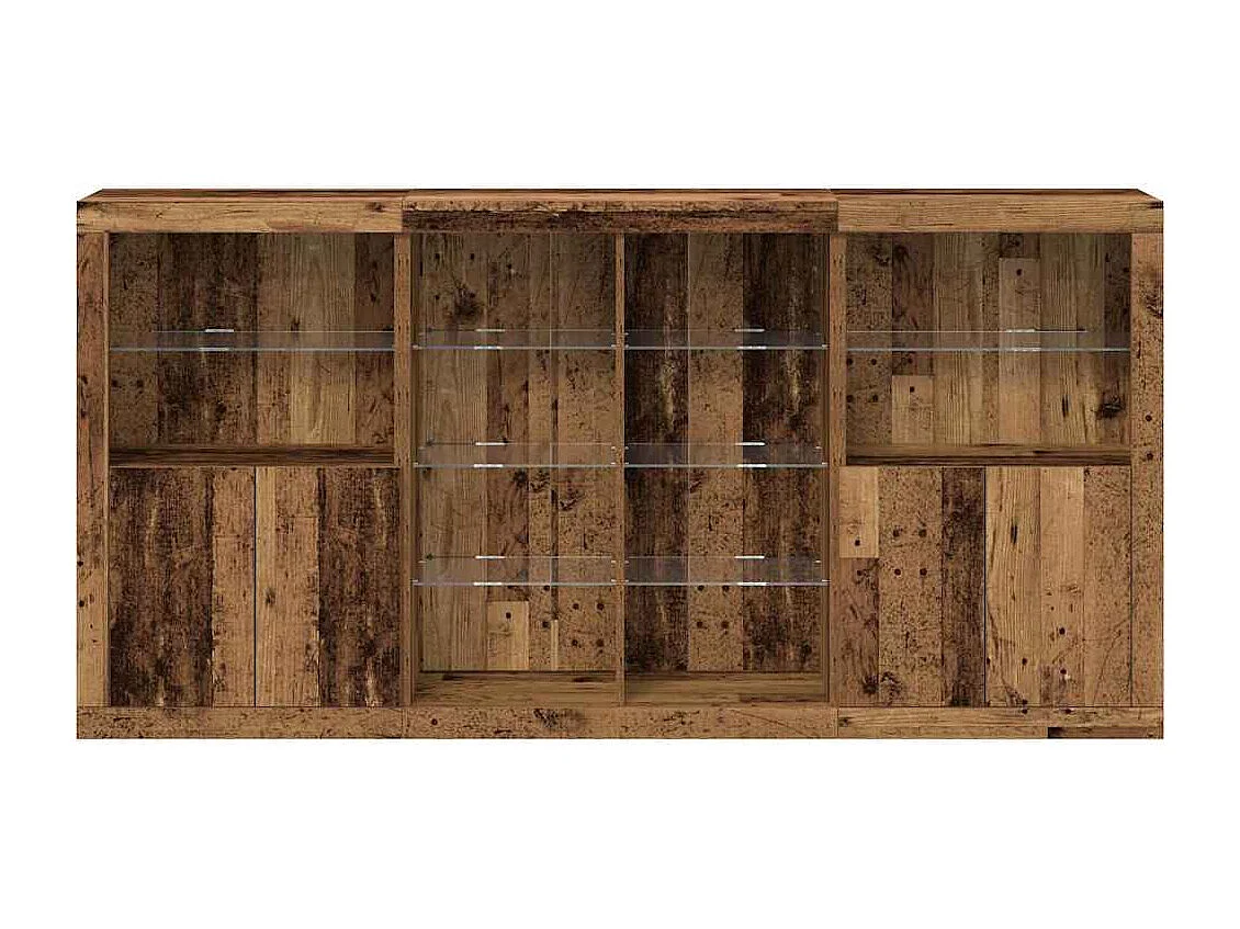 Credenza | Buffet | Armadio con luci LED Legno Vecchio 202x37x100 cm