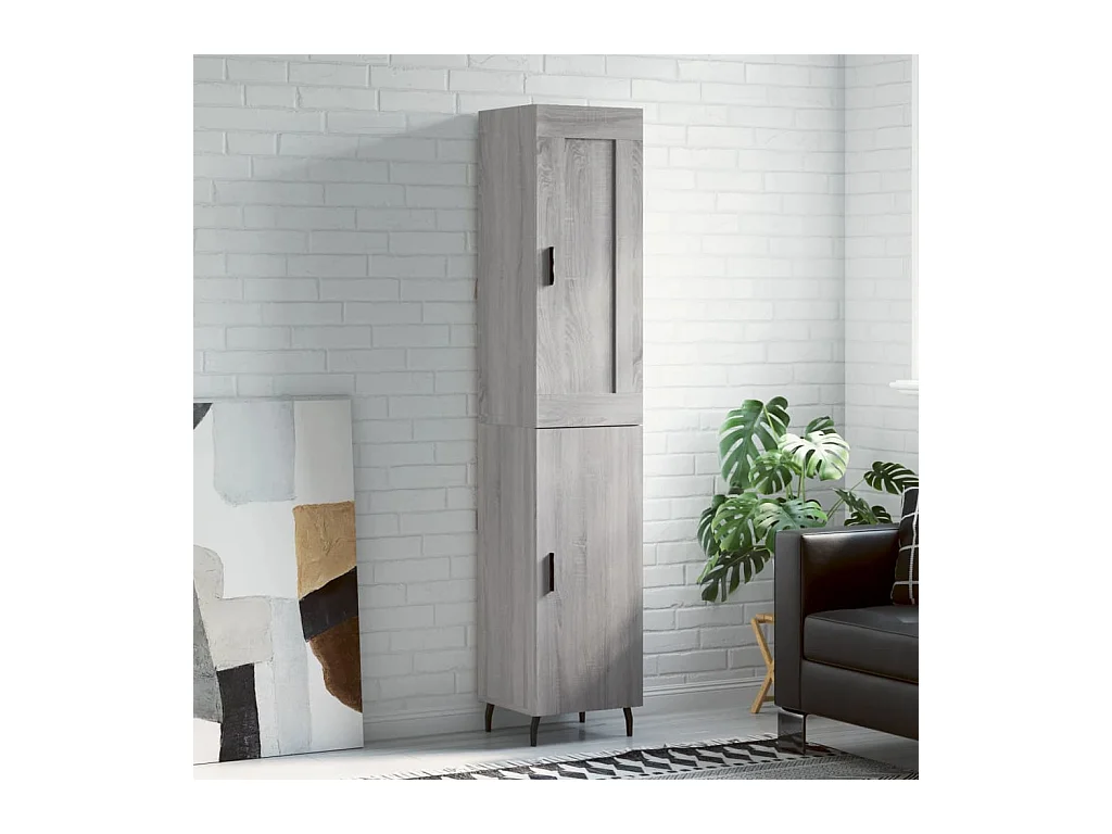 Buffet | Bahut | Meuble de rangement haut Sonoma gris 34,5x34x180 cm Bois d'ingénierie