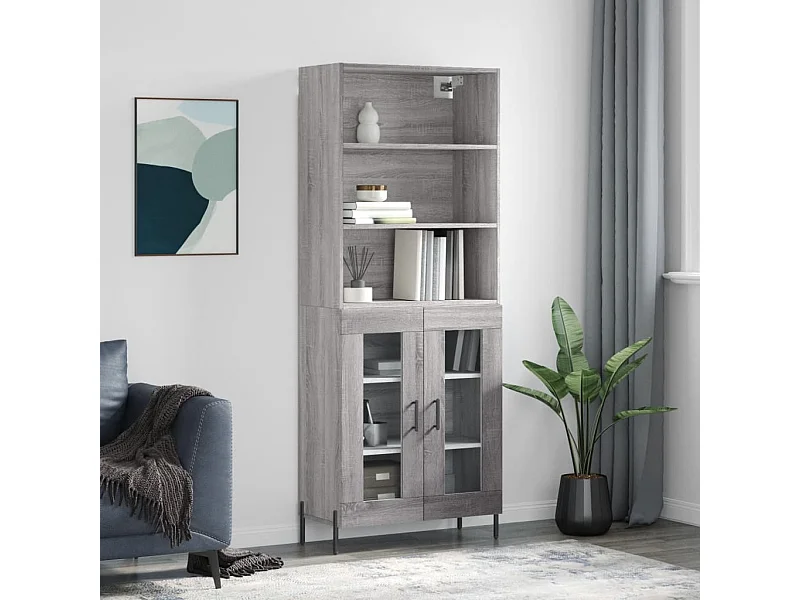 Credenza | Buffet | Armadio Grigio Sonoma 69,5x34x180 cm in Legno Multistrato