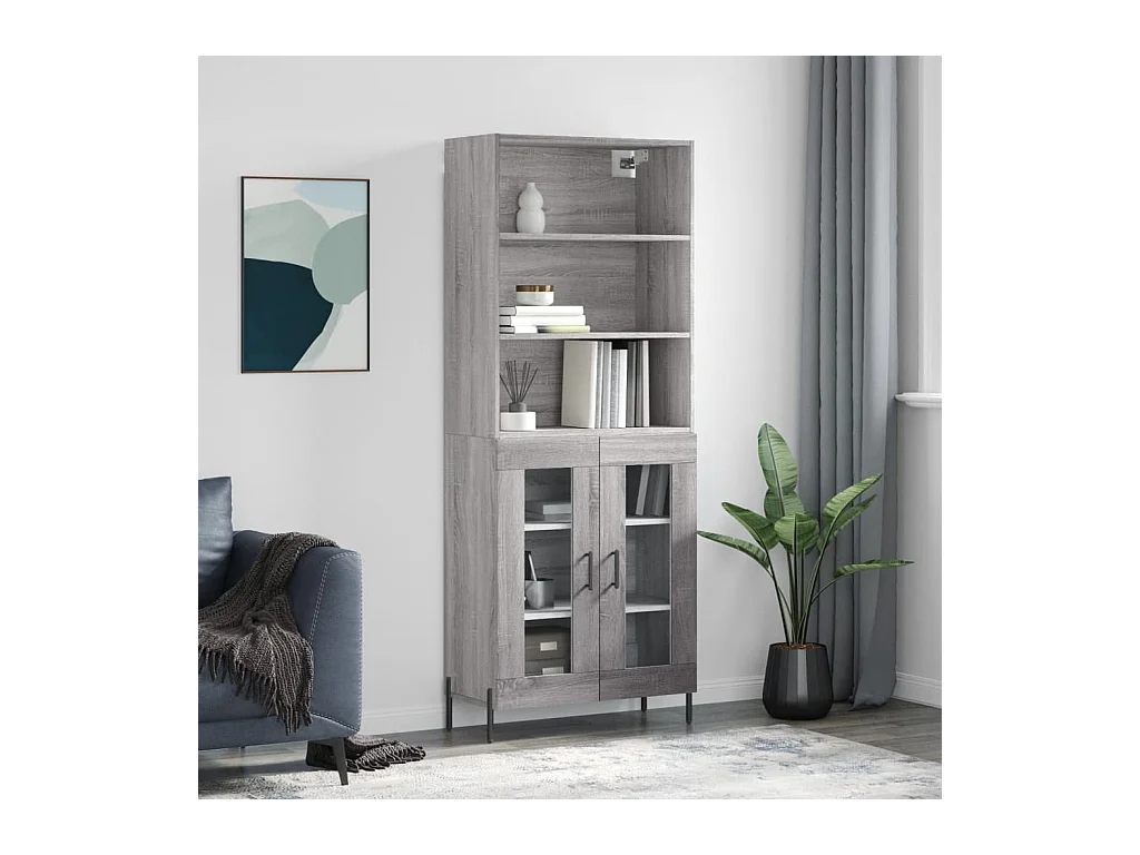 Credenza | Buffet | Armadio Grigio Sonoma 69,5x34x180 cm in Legno Multistrato