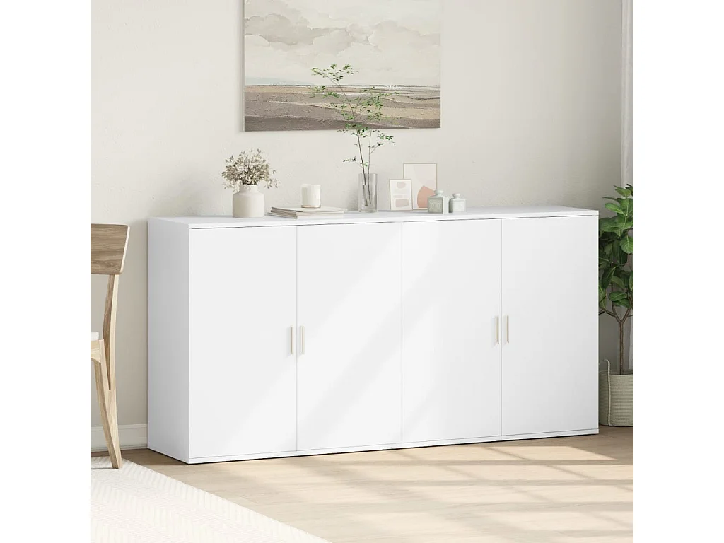 Buffets | Bahuts | Meuble de rangement 2 pcs blanc 79x38x80 cm bois d’ingénierie